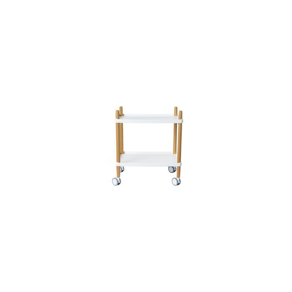 PAPERFLOW Chariot de bureau, 2 étagères, blanc / hêtre