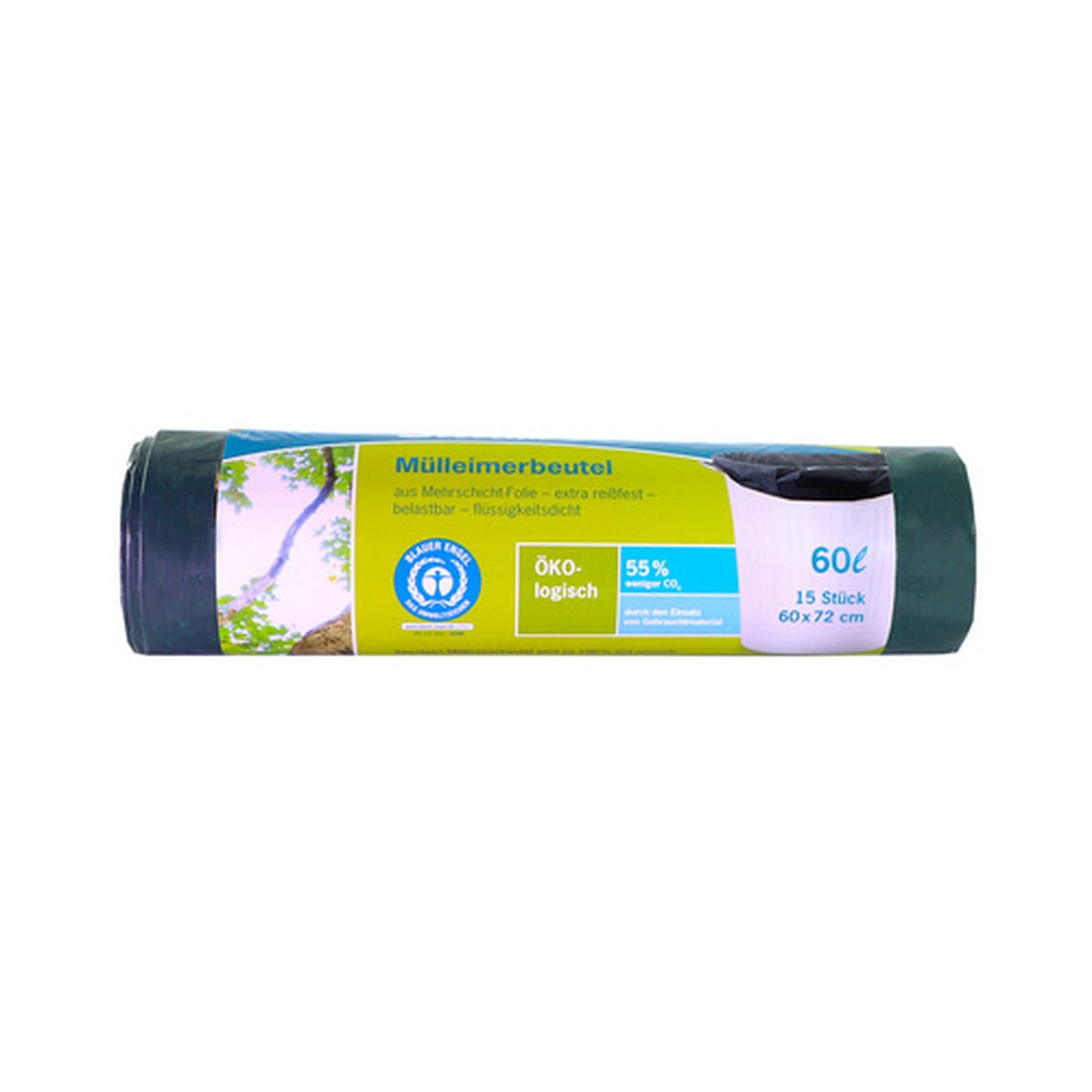 Secolan Sac poubelle, 60 litres, sans fermeture, vert/noir