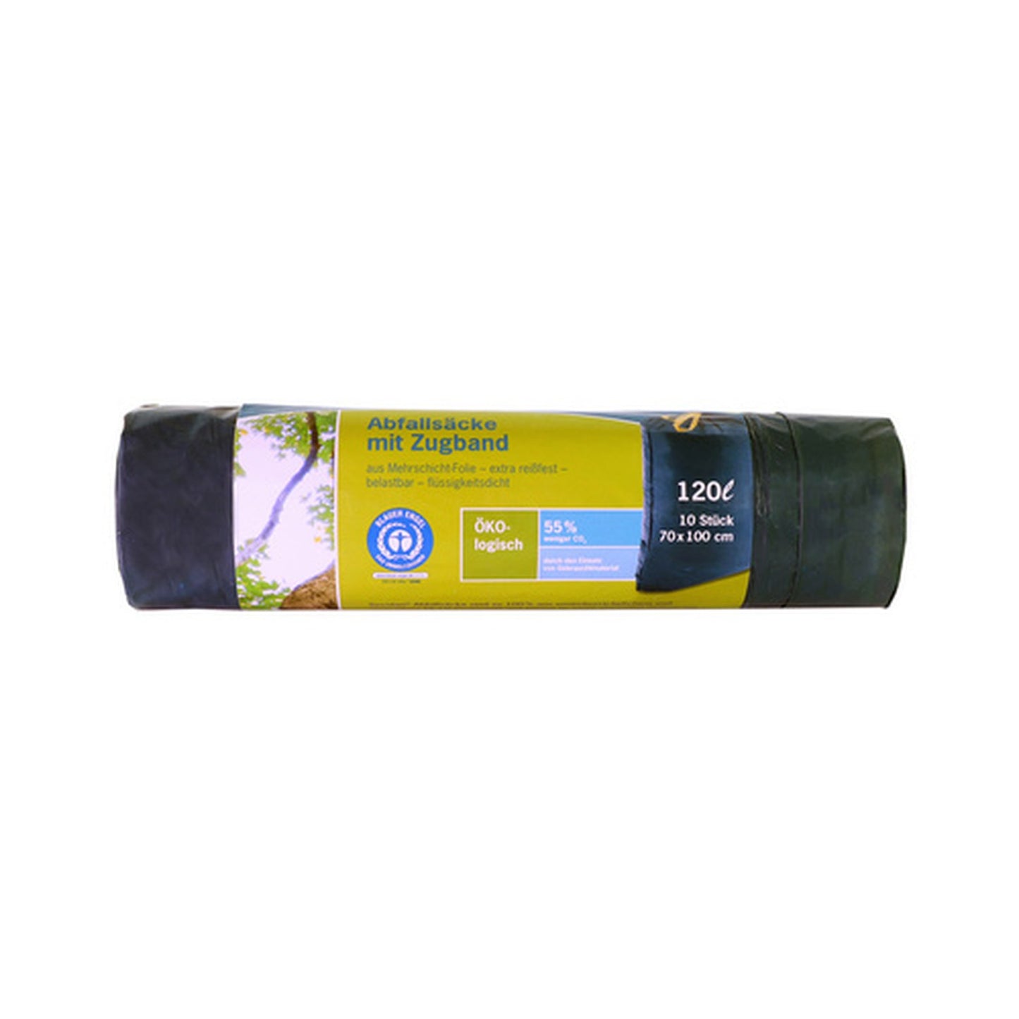Secolan Sac poubelle à liens coulissants, bleu/noir, 120 l