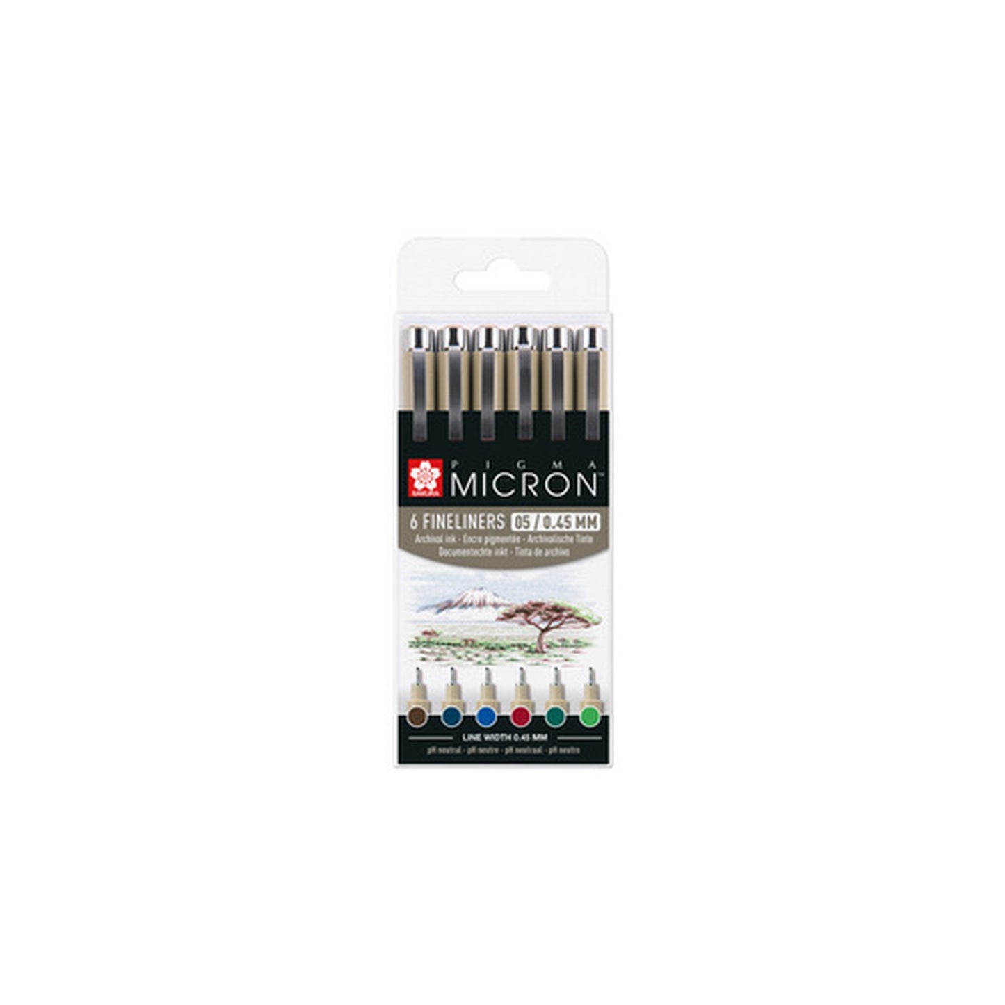 SAKURA Feutre fin PIGMA MICRON 05, couleur terre, étui de 6