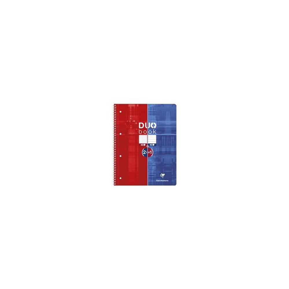 Clairefontaine Cahier à spirale DUOBOOK A4+, quadrillé/ligné