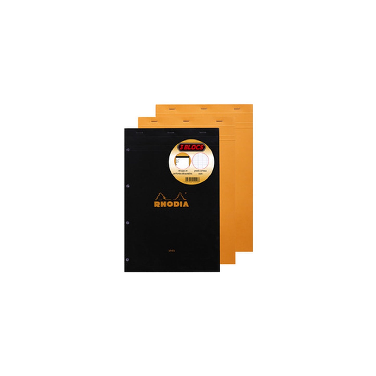 RHODIA Bloc agrafé No. 20, format A4+, quadrillé, lot de 3