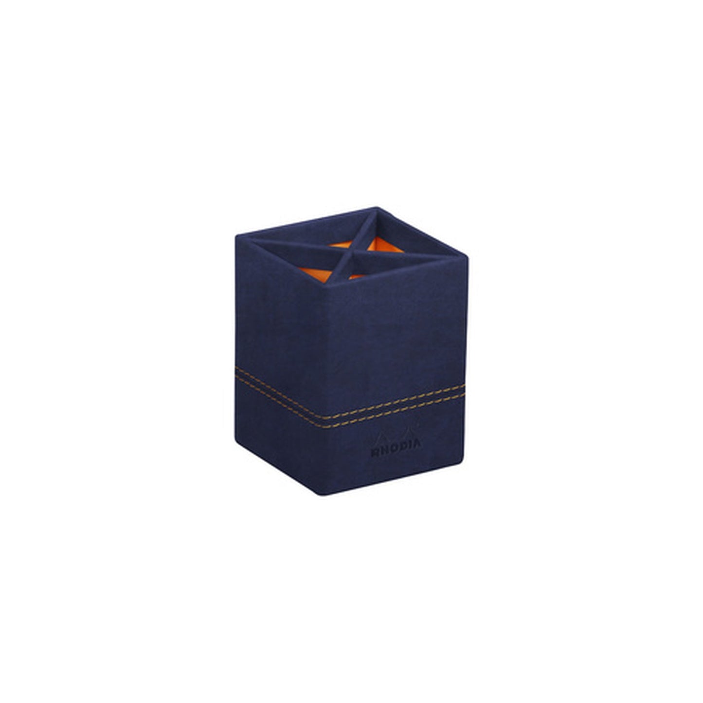 RHODIA Pot à crayons, en similicuir, bleu nuit
