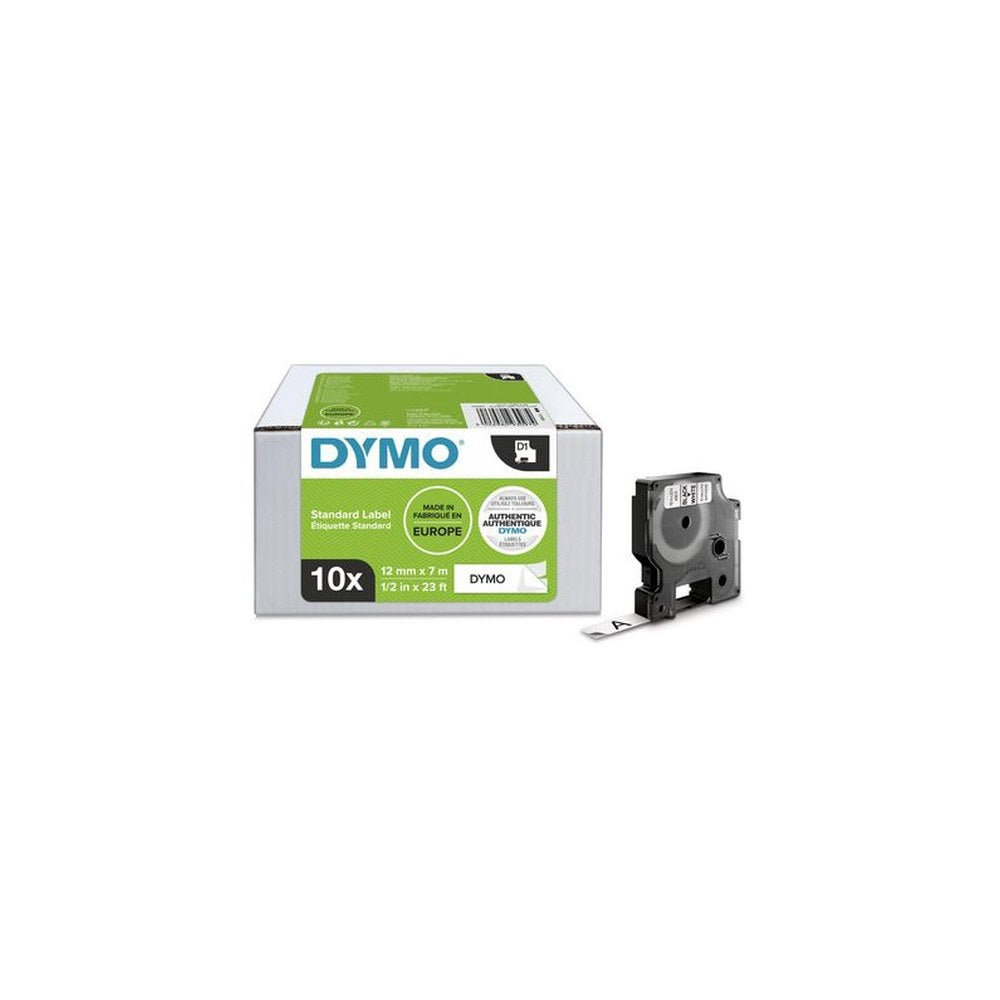 DYMO Cassette de ruban à étiqueter D1, 9 mm x7 m, pack de 10