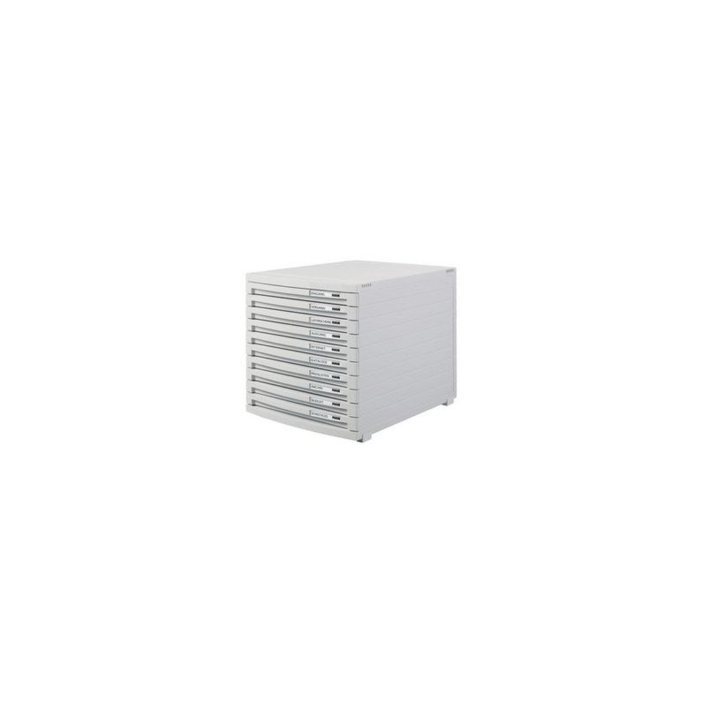 HAN Module de classement CONTUR, 10 tiroirs ouverts, gris