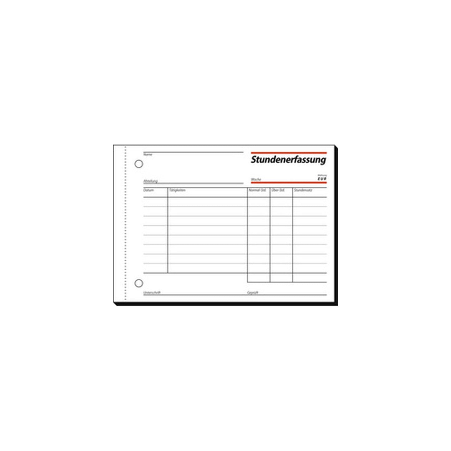 sigel Formularbuch "Stundenerfassung", A6 quer, 50 Blatt