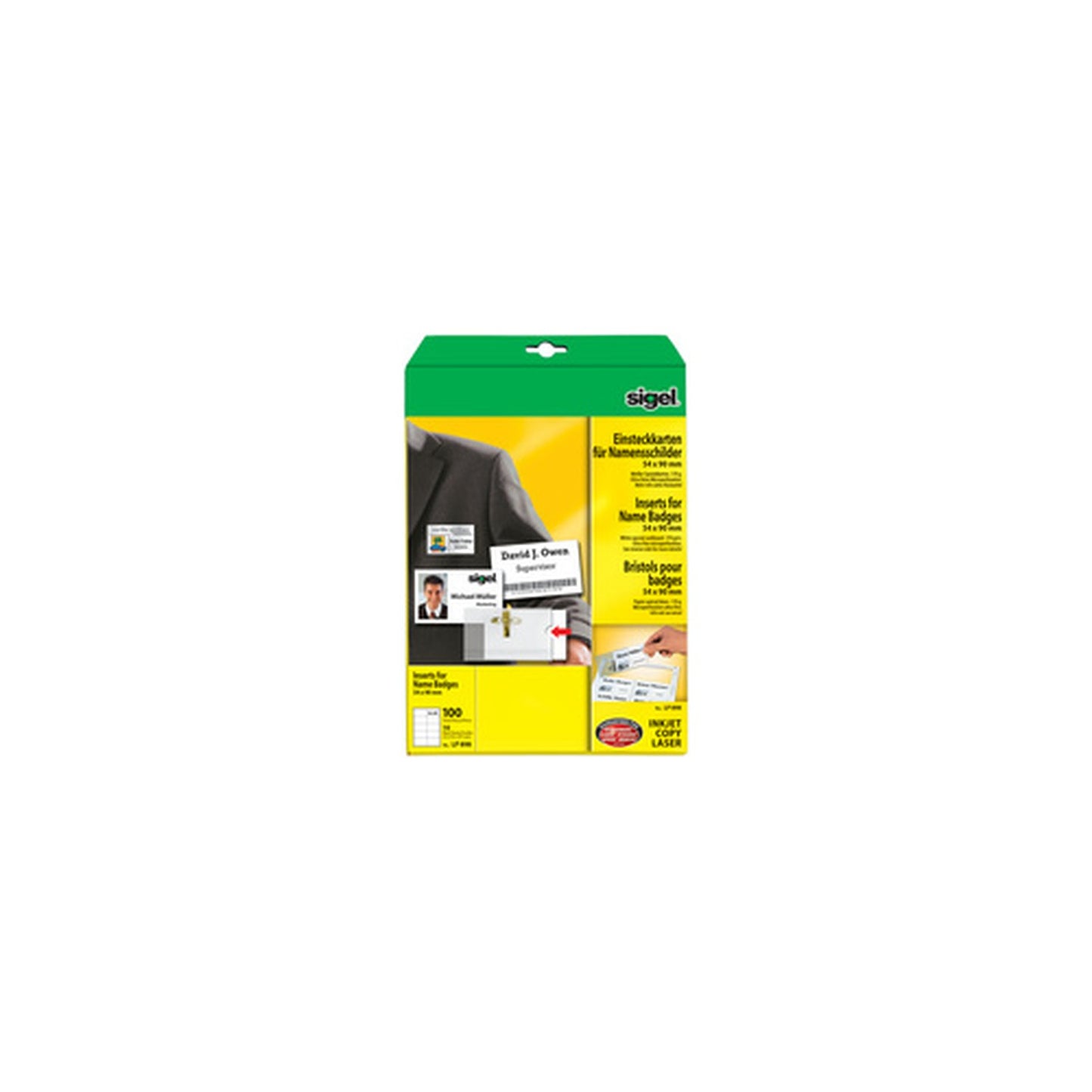 sigel Badges PC pour porte-badges, 54 x 90 mm