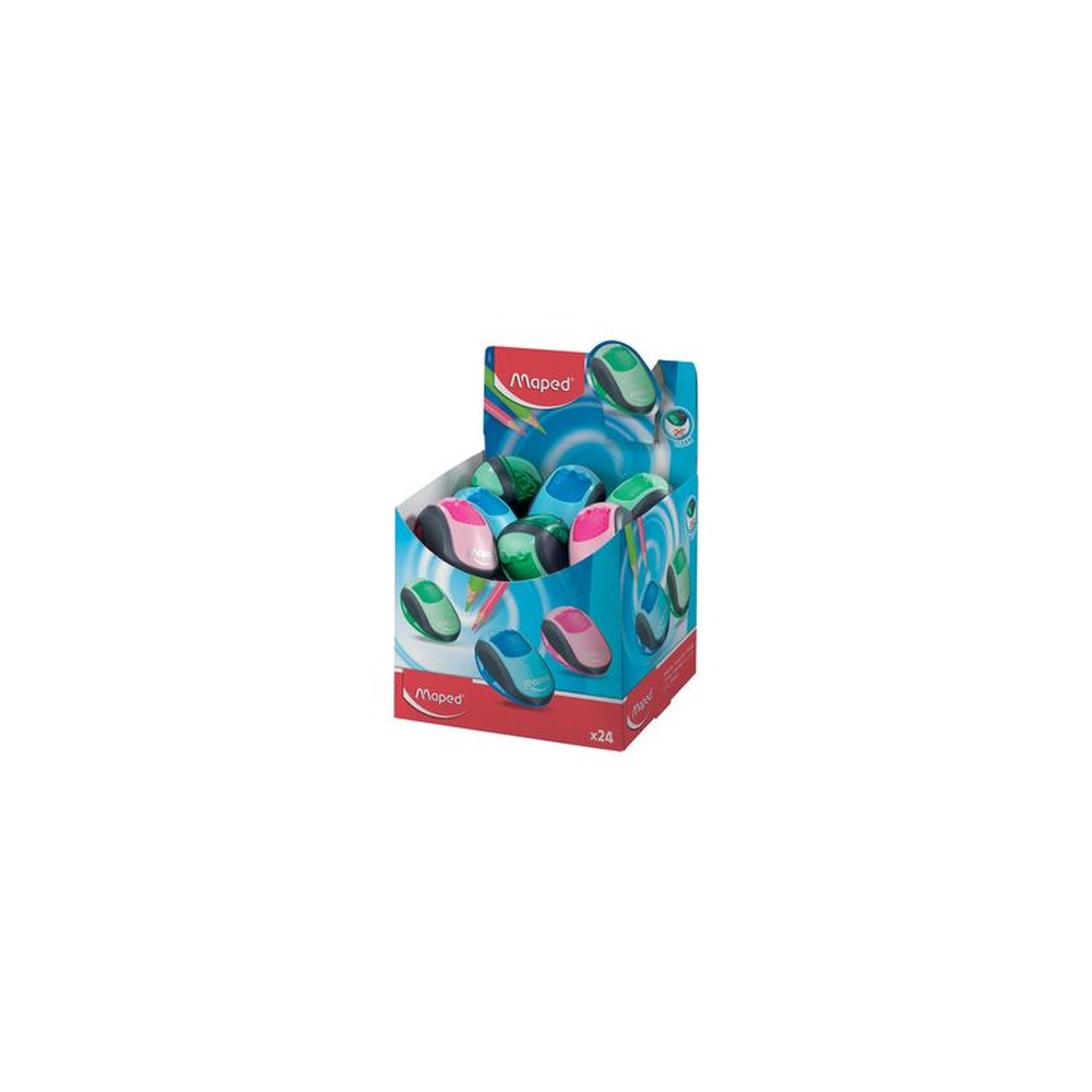 Maped Double taille-crayon Clean, assorti, présentoir de 24 x24