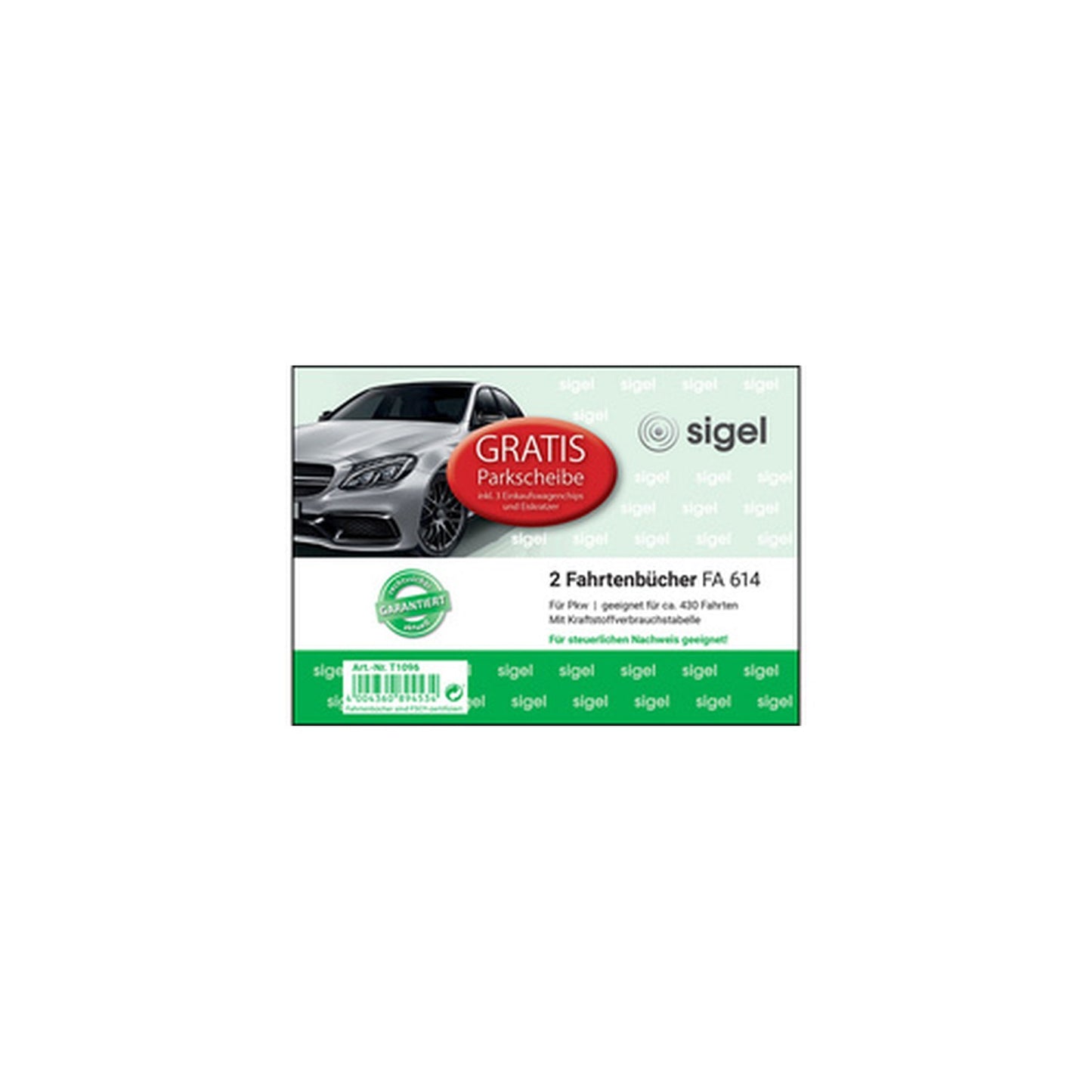 sigel Formularbuch "Fahrtenbuch Pkw" mit GRATIS Parkscheibe