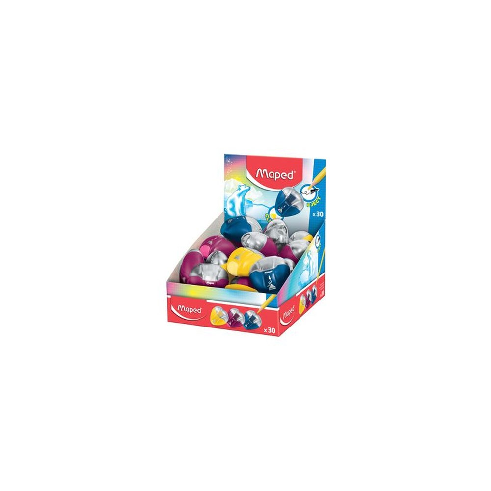 Maped Taille-crayon i-gloo Eject, assorti, présentoir de 30 x30