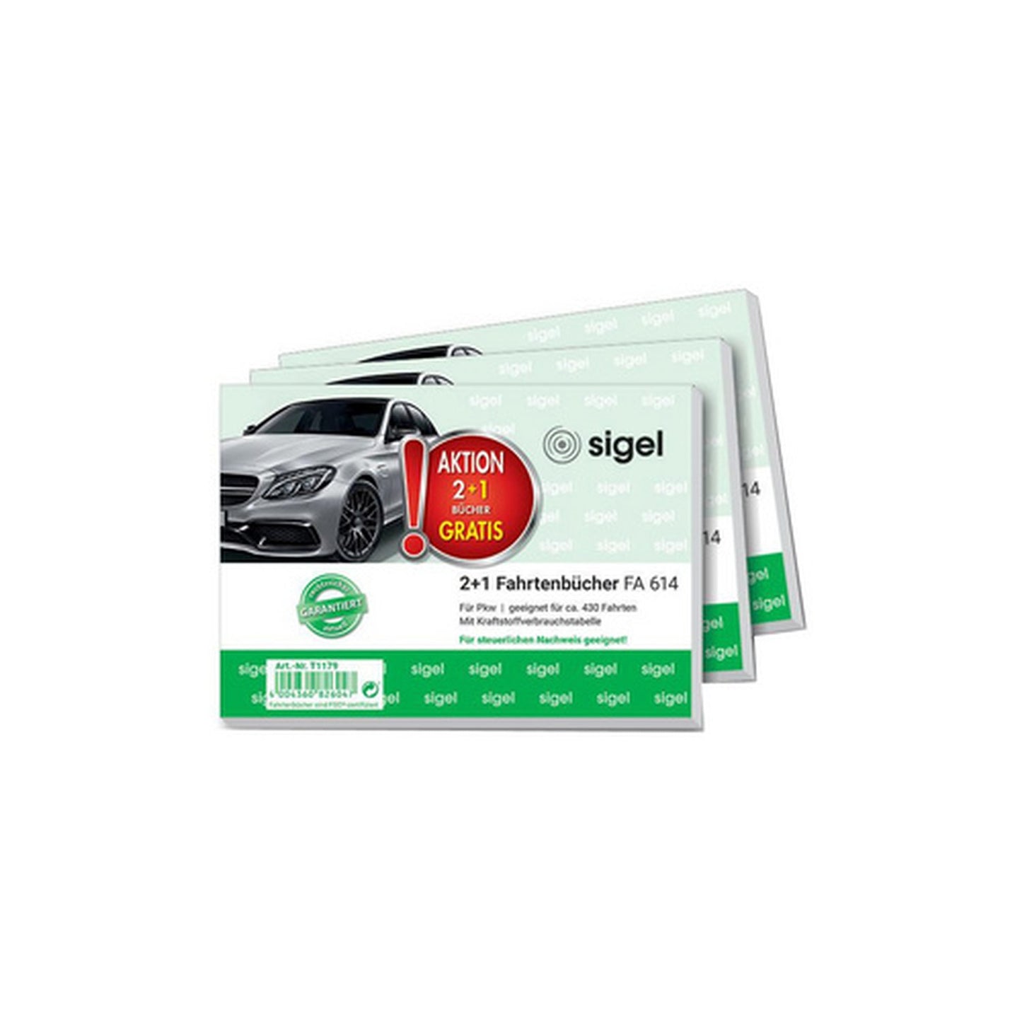 sigel Formularbuch "Fahrtenbuch", 2 + 1 Aktion, A6 quer
