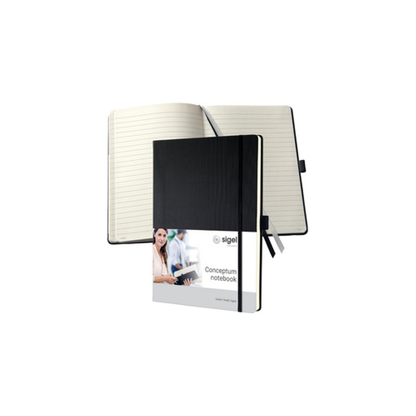 sigel Carnet de notes Conceptum, A4+, ligné, noir
