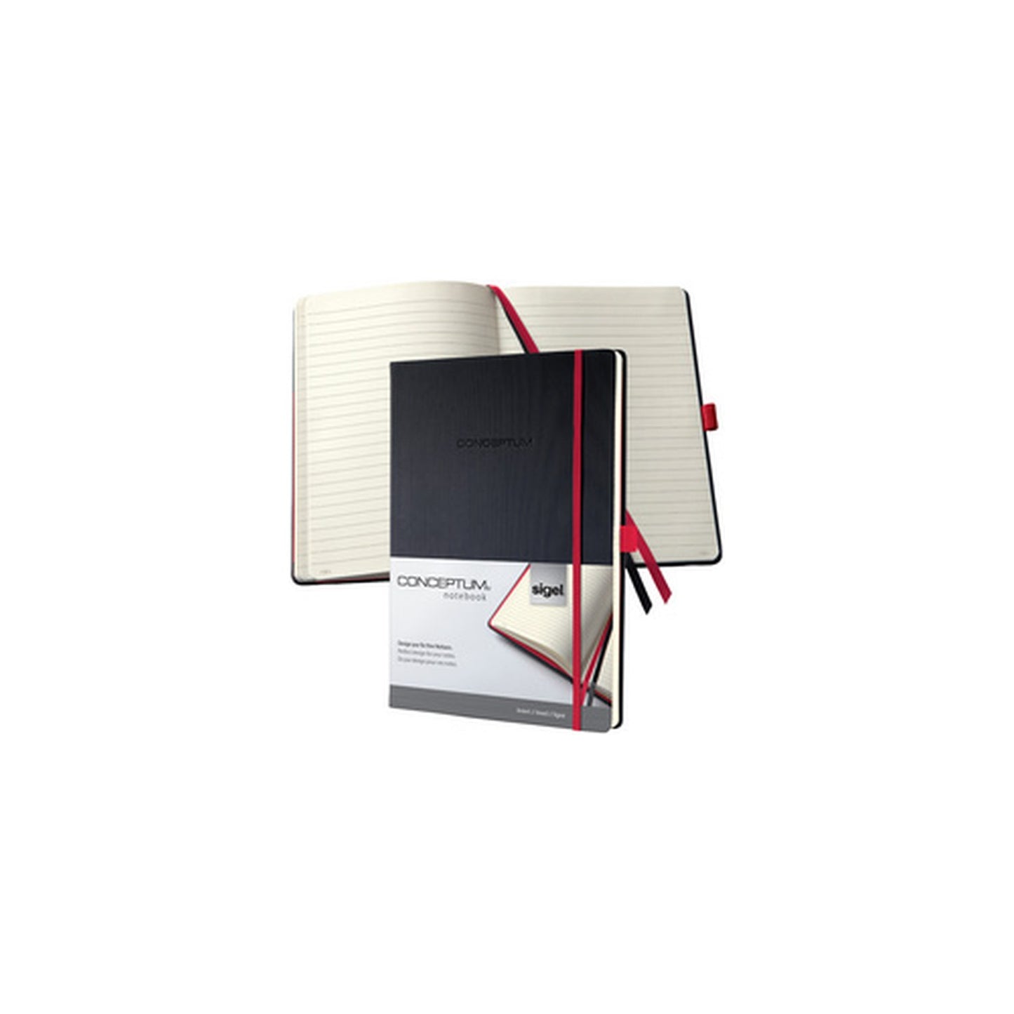 sigel Carnet de notes Conceptum, A4, ligné, noir/rouge