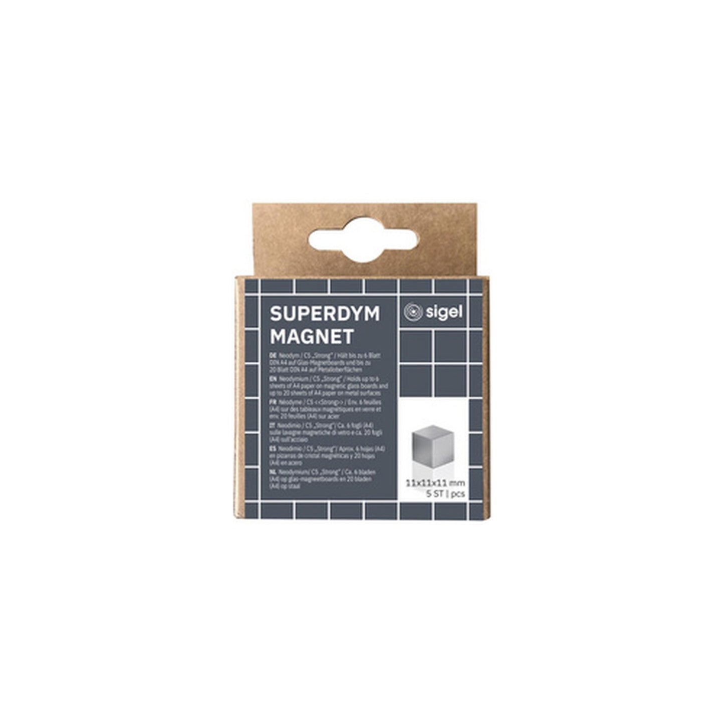 sigel Aimant néodyme cube "Strong" C5, set de 5, argent