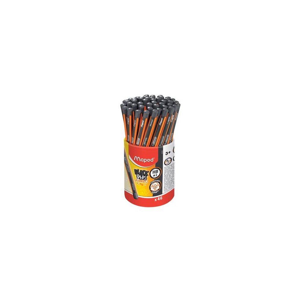 Maped Crayon de papier BLACK'PEPS JUMBO, dureté:HB,pot de 46