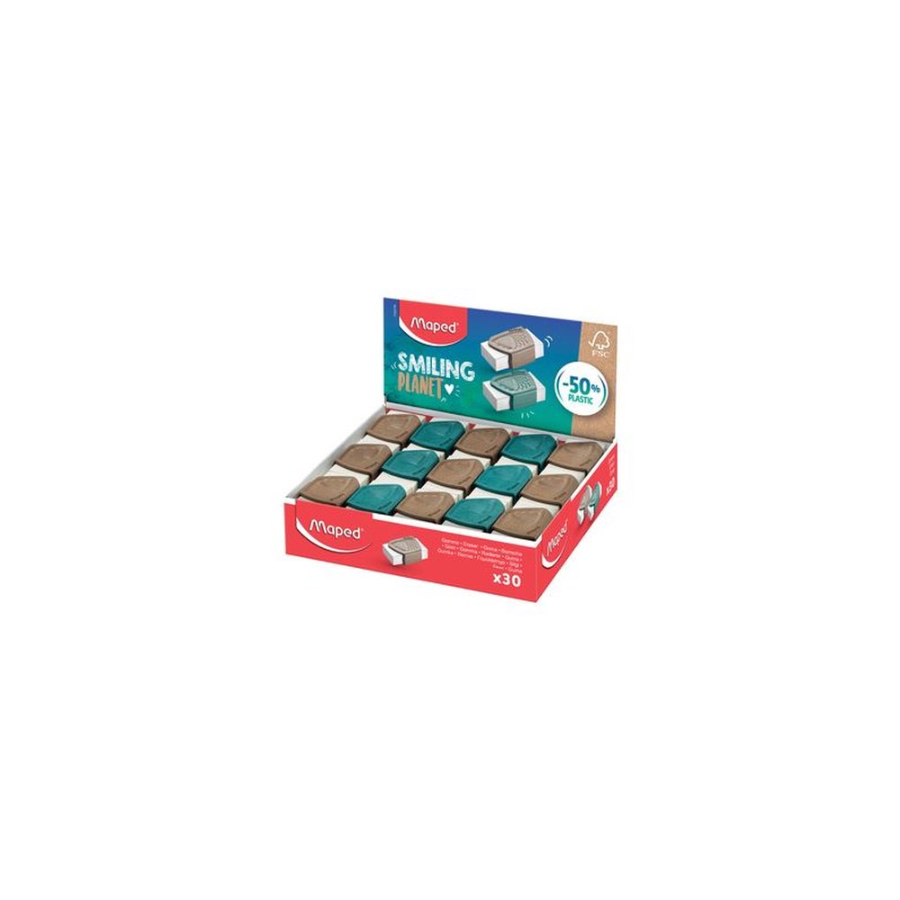 Maped Gomme Precision SMILING PLANET, présentoir de 30 x30