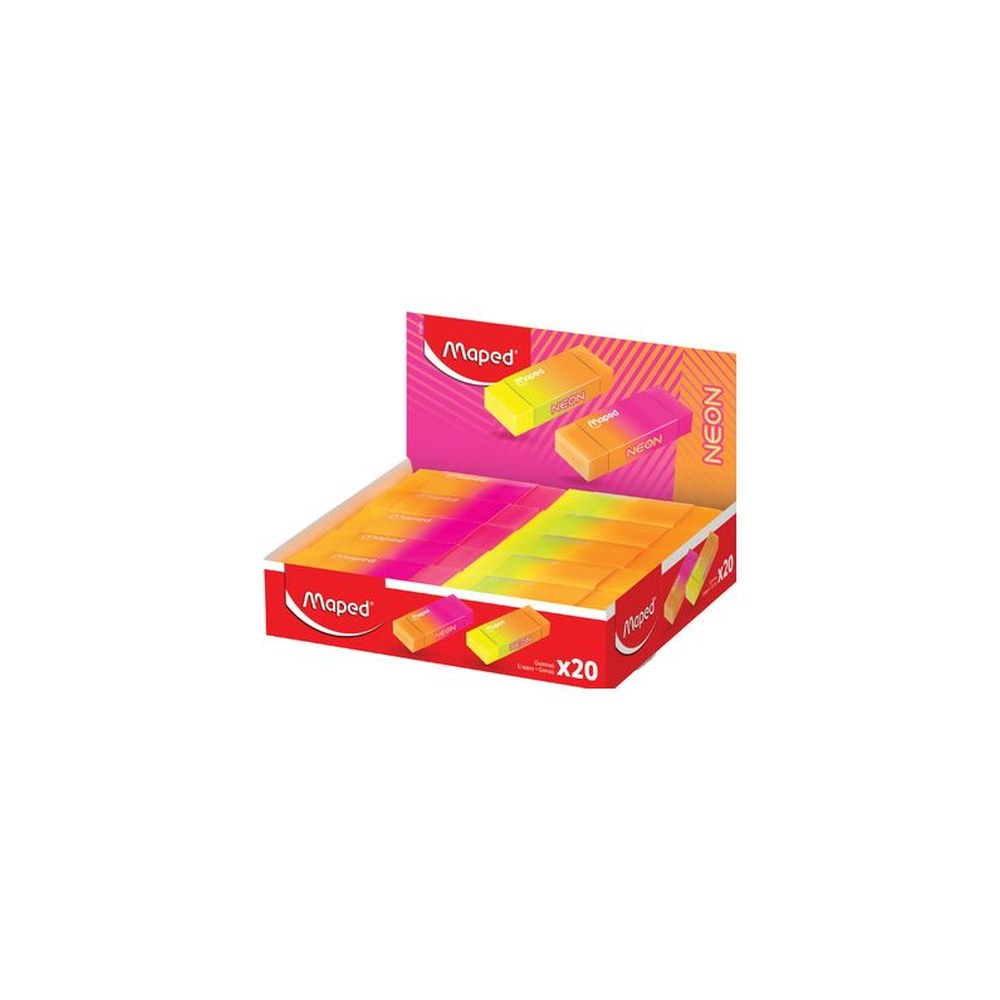 Maped Gomme en plastique NEON, présentoir de 20 x20