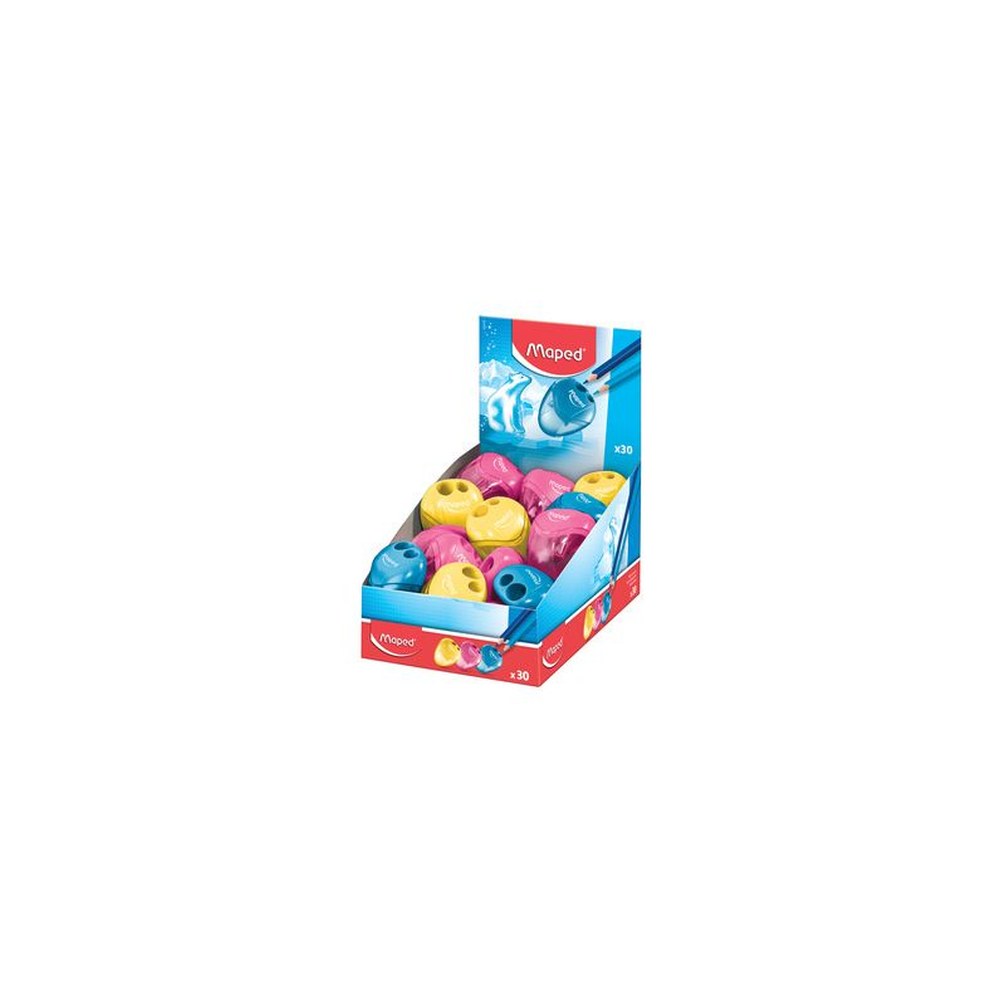 Maped Taille-crayon double i-gloo, assorti, présentoir de 30 x30
