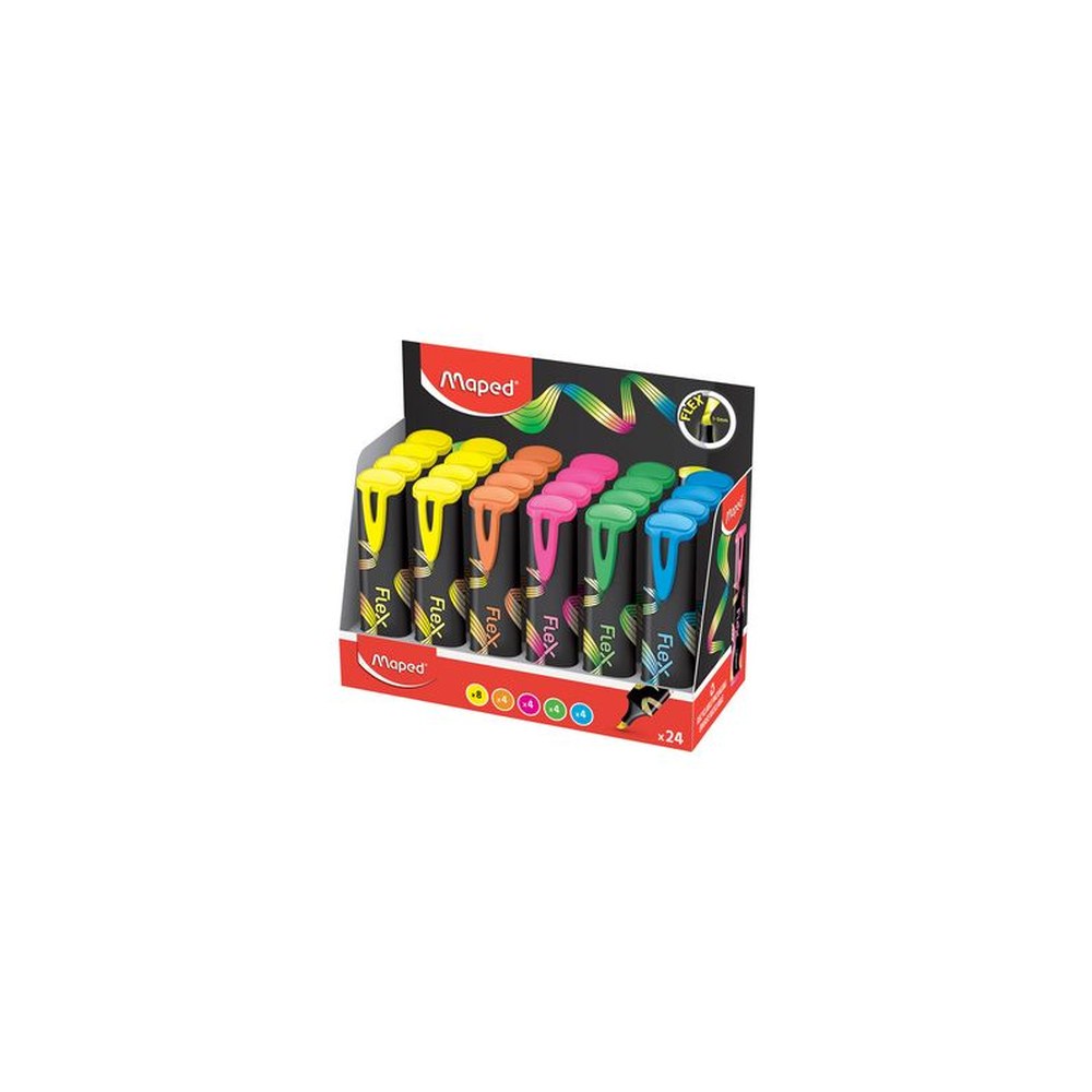 Maped Surligneur FLEX, pointe flexible, présentoir de 24 x24