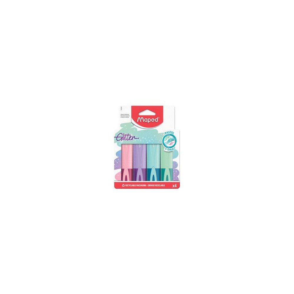 Maped Surligneur Glitter PASTEL, étui carton de 4