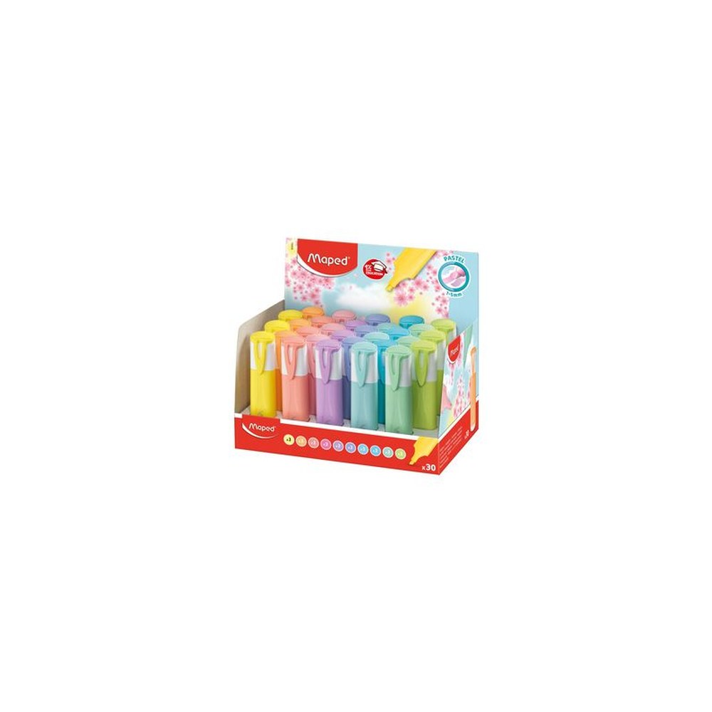 Maped Surligneur FLUO'PEPS PASTEL, présentoir de 30 x30