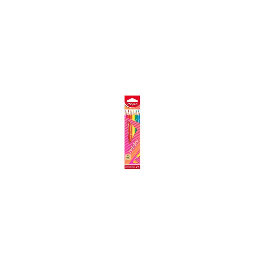 Maped Crayon de couleur triangulaire NEON, étui carton de 6