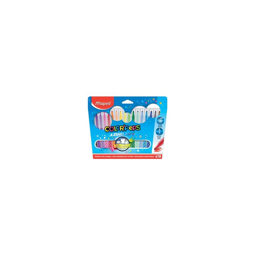 Maped Feutre COLOR'PEPS LONG LIFE, étui carton de 18