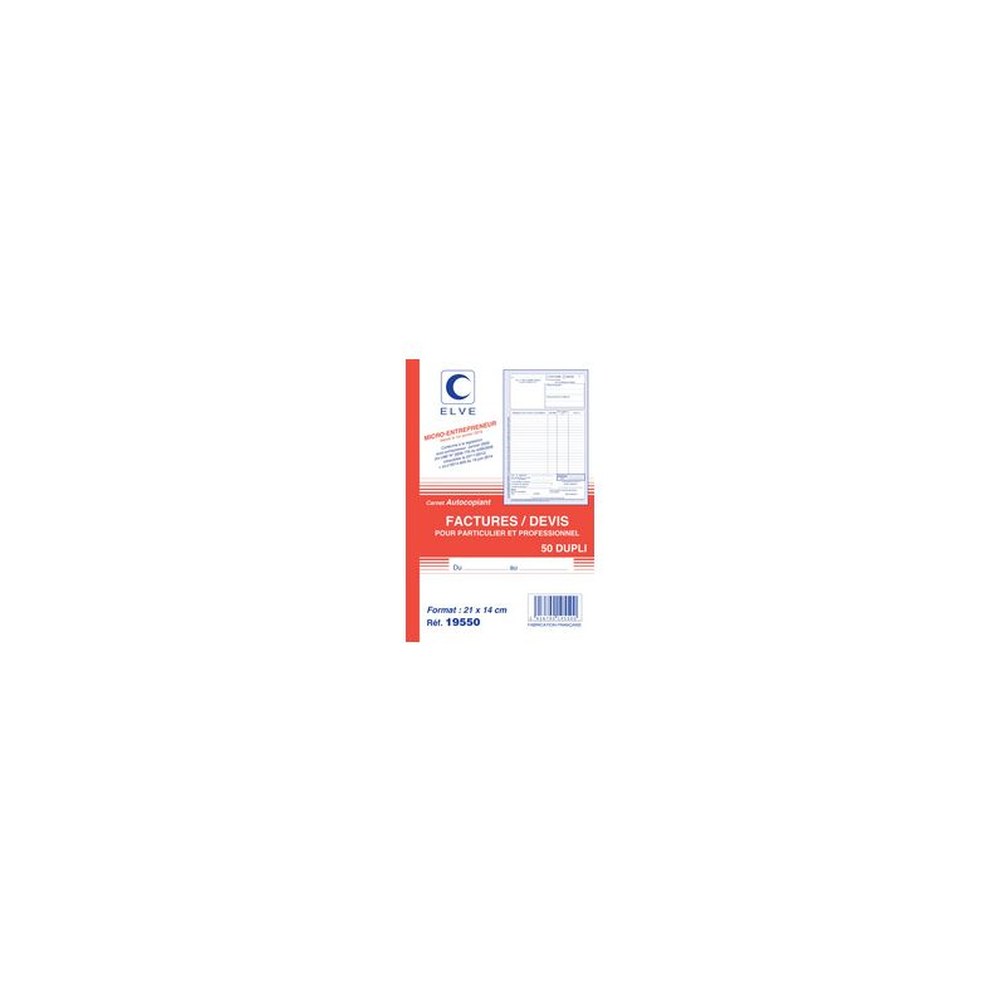 ELVE Manifold Factures / Devis, 50 feuillets, A5, dupli