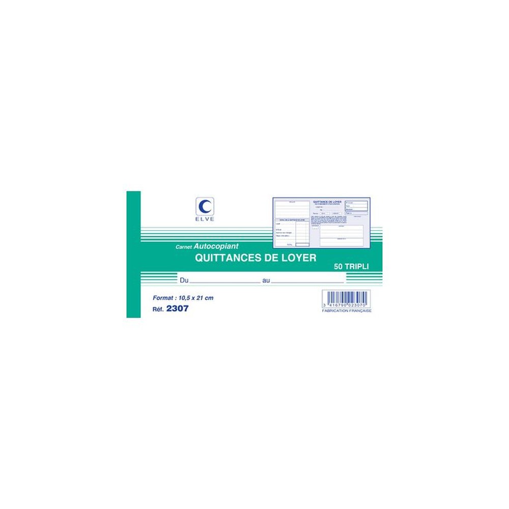 ELVE Manifold "Quittances de loyer", 105 x 210 mm horizontal