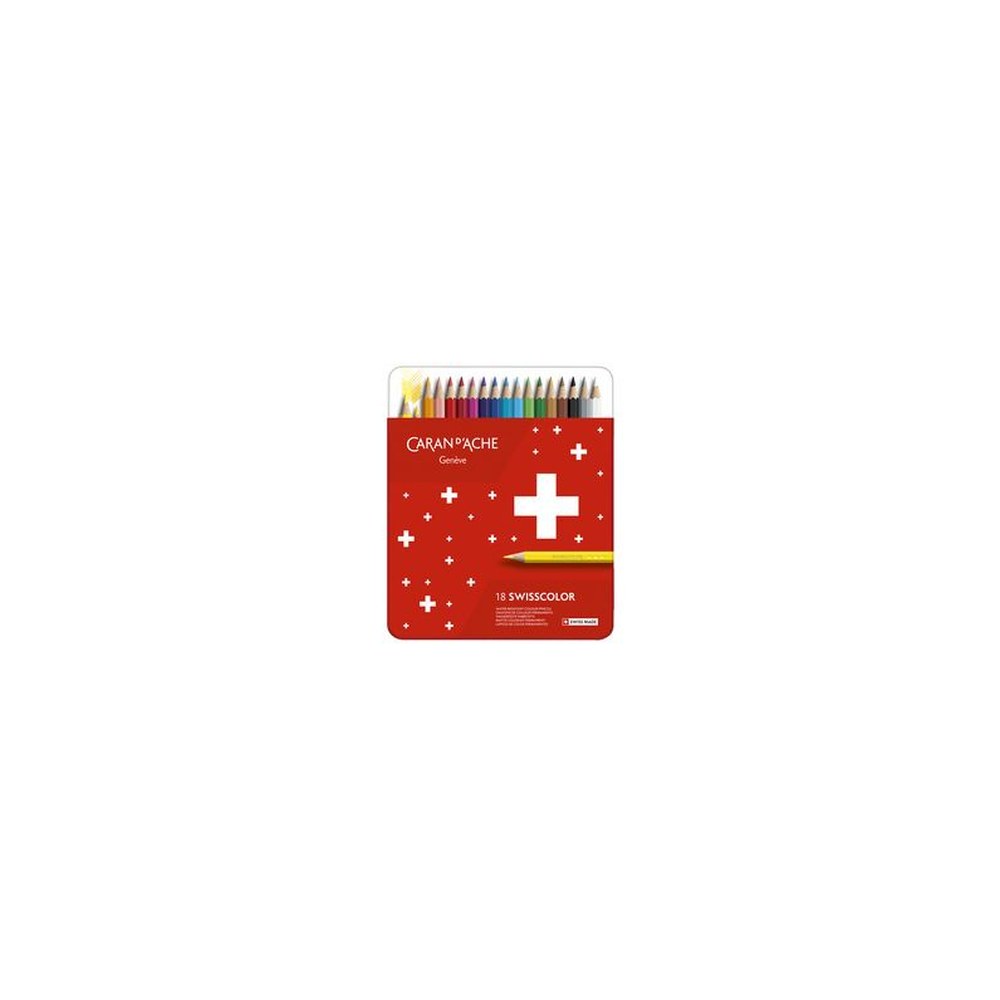 CARAN D'ACHE Crayons de couleur SWISSCOLOR, étui métal de 18