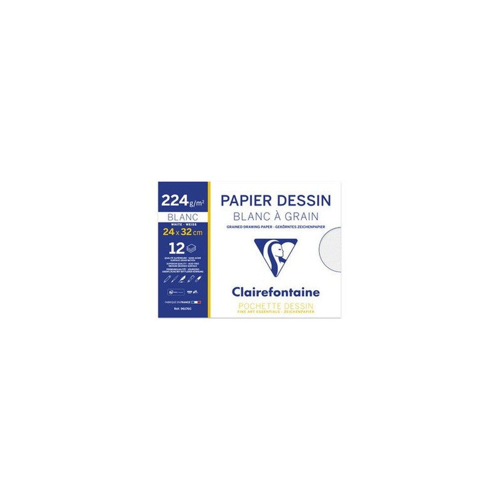 Clairefontaine Papier dessin "Blanc à Grain", 240 x 320 mm