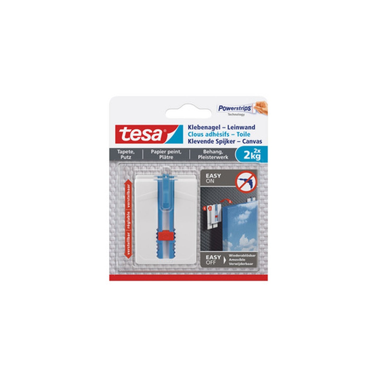 tesa Powerstrips Clou adhésif, pour papier peint et plâtre