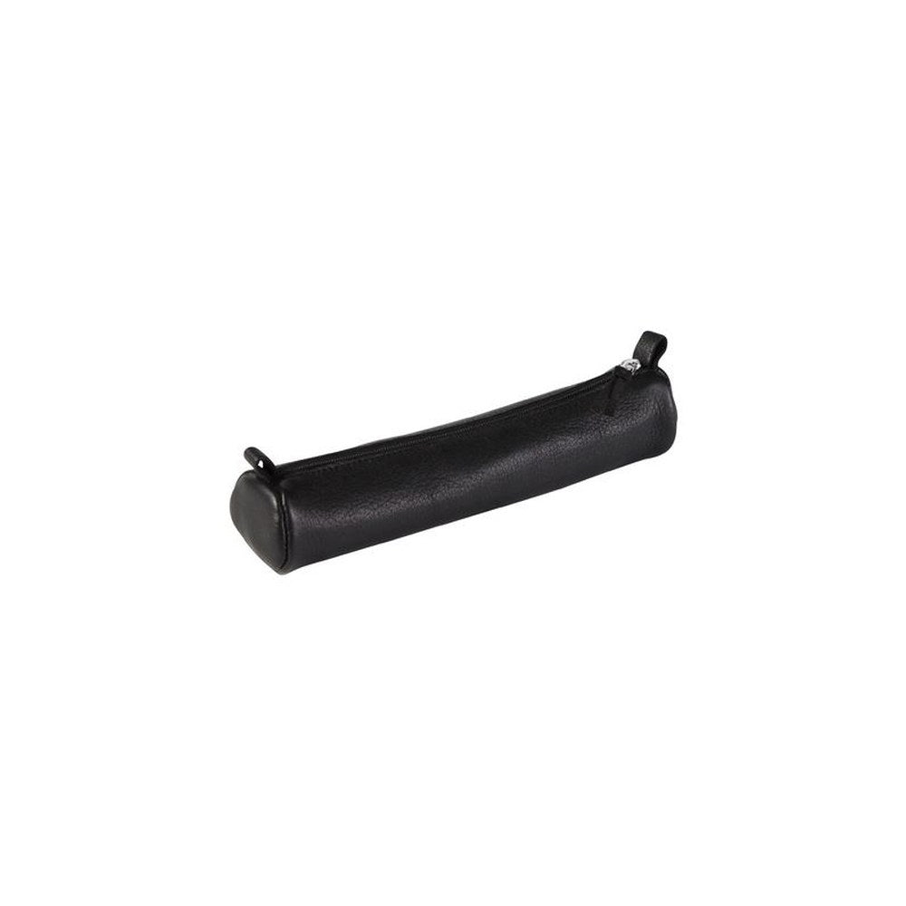 Clairefontaine Trousse petite ronde, cuir noir vieilli