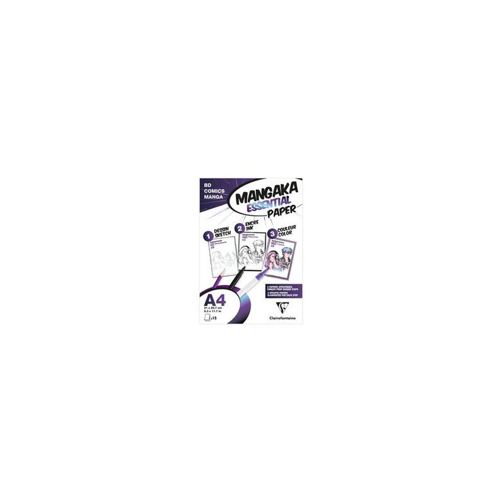 Clairefontaine Papier MANGA, A4, 15 feuilles, blanc