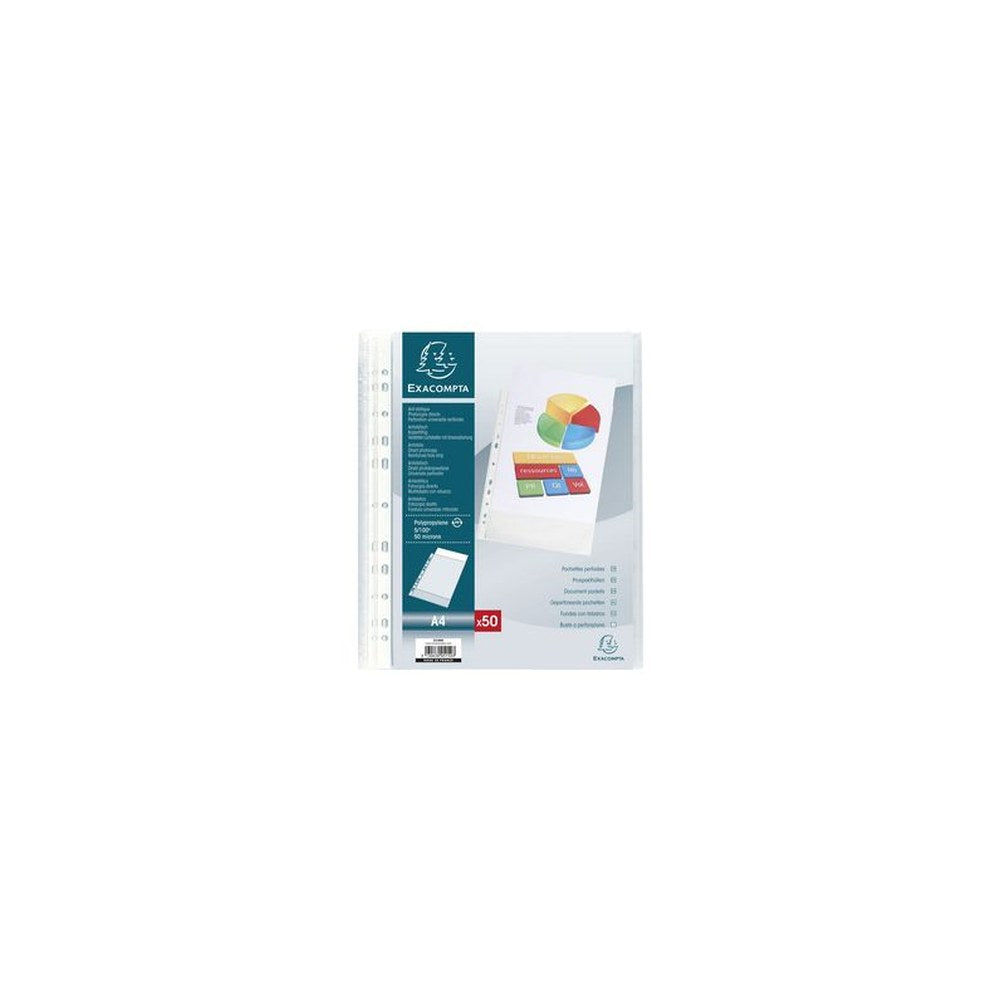 EXACOMPTA Pochette perforée, A4, PP, grainé, transparent