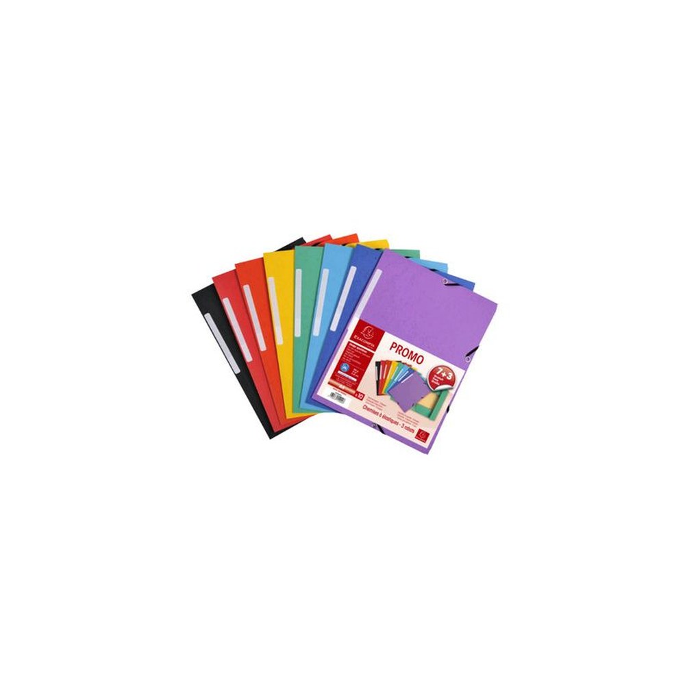 EXACOMPTA Chemise à élastiques Pack Promo 7+3, A4, assorti