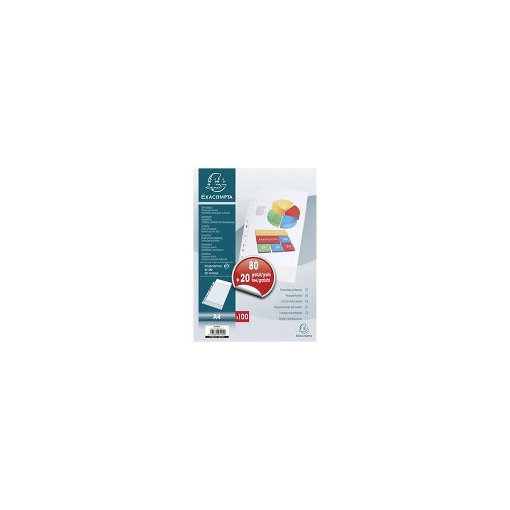 EXACOMPTA Pochette perforée, A4, pack promo 80 + 20 GRATUIT