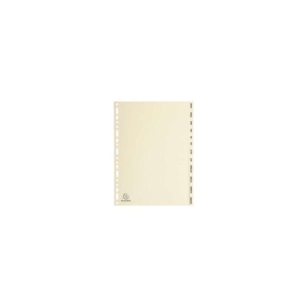 EXACOMPTA Intercalaires carte peau, A4, mensuel Jan-Déc