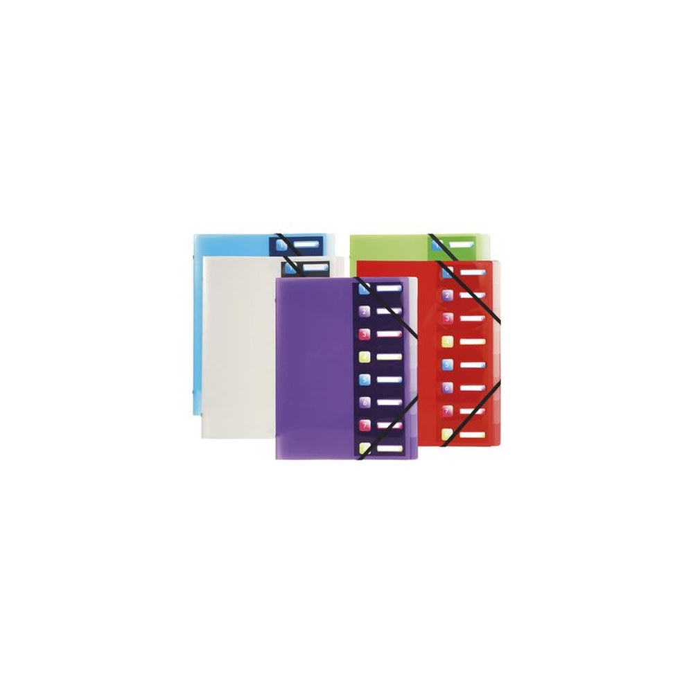 EXACOMPTA Trieur Crystal Colours, PP, 8 compartiments x10
