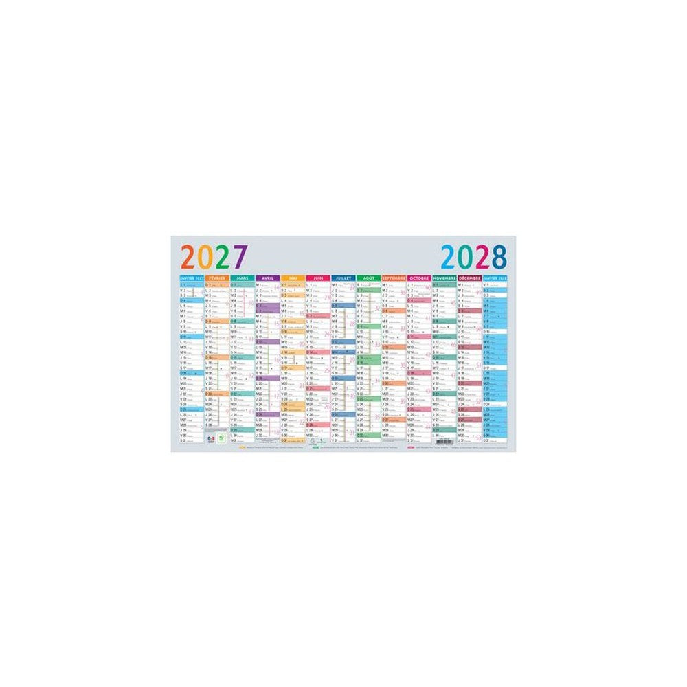 EXACOMPTA Calendrier Multicolore, 2027, 650 x 405 mm