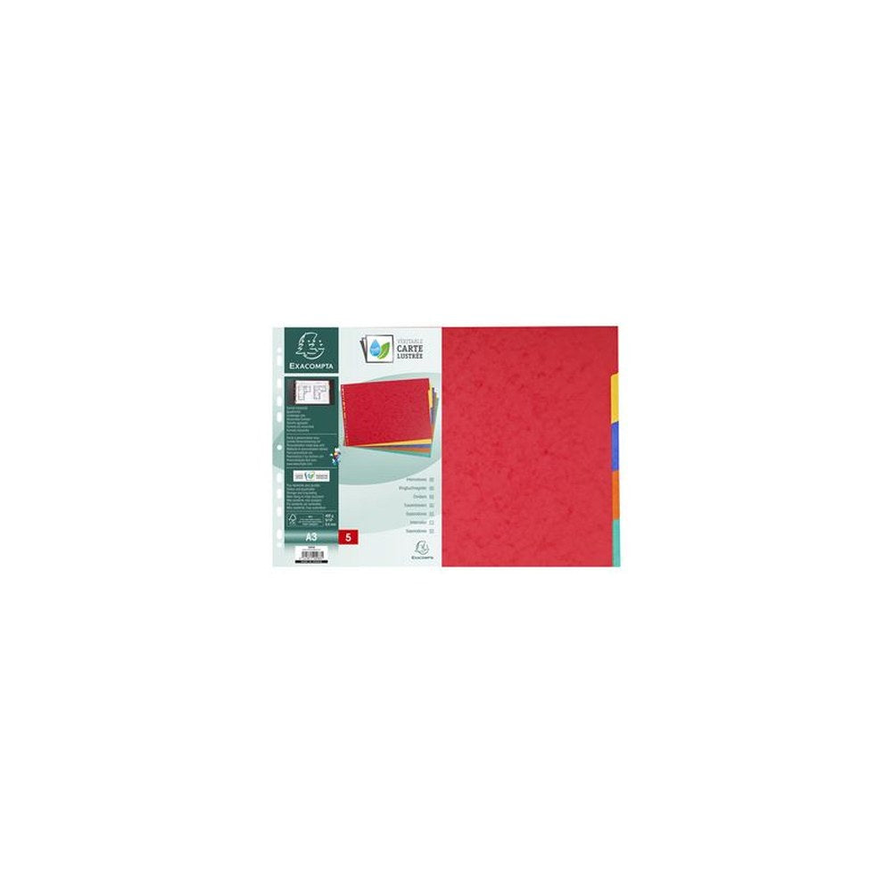 EXACOMPTA Intercalaires en carton, uni A3 paysage, 5 touches