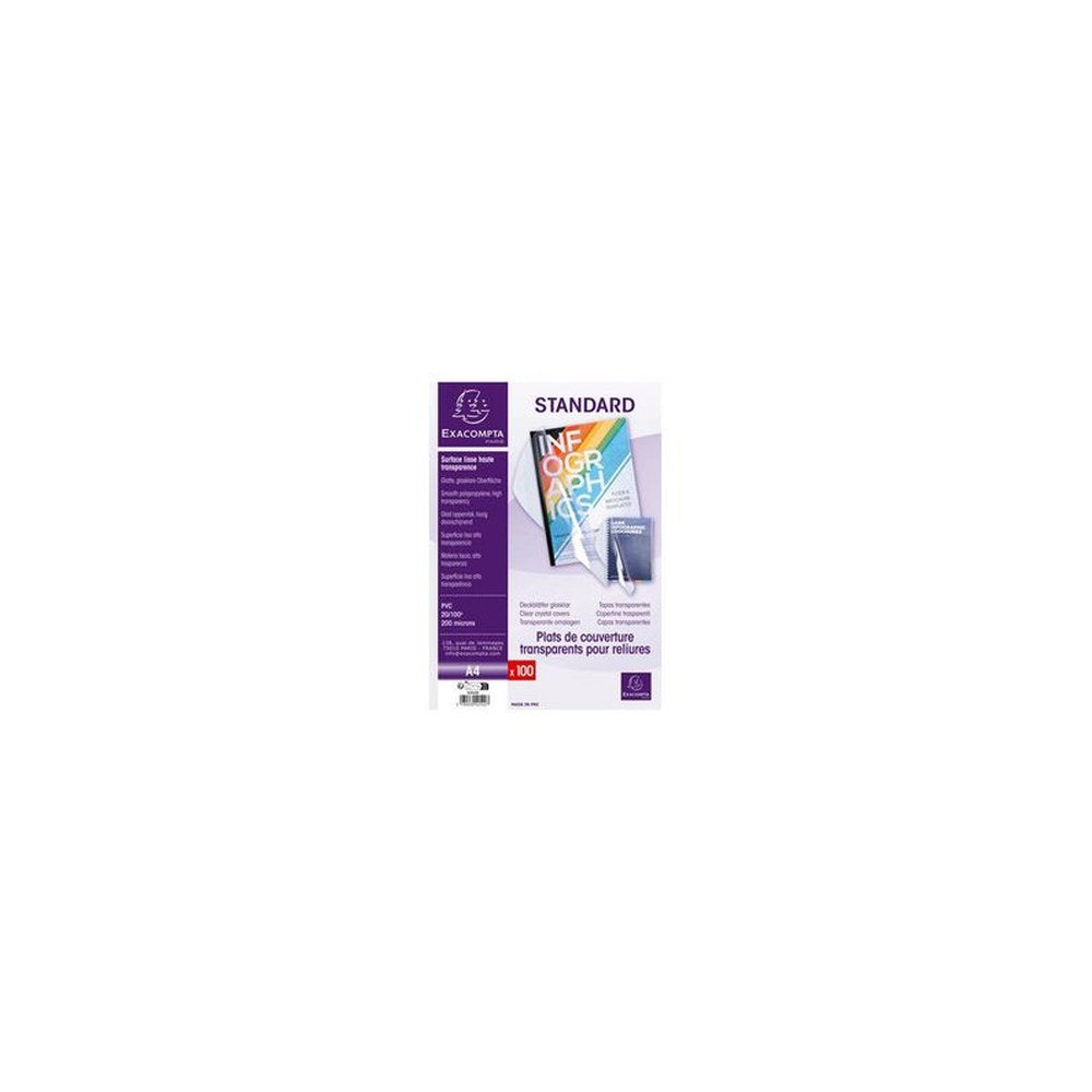 EXACOMPTA Plats de couverture, A4, PVC, 0,20 mm, transparent