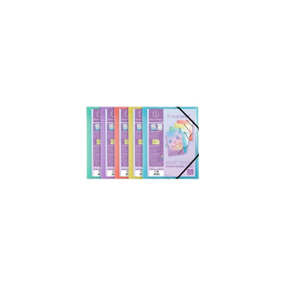 EXACOMPTA Chemise à élastique Kreacover Pastel, A4, PP x5