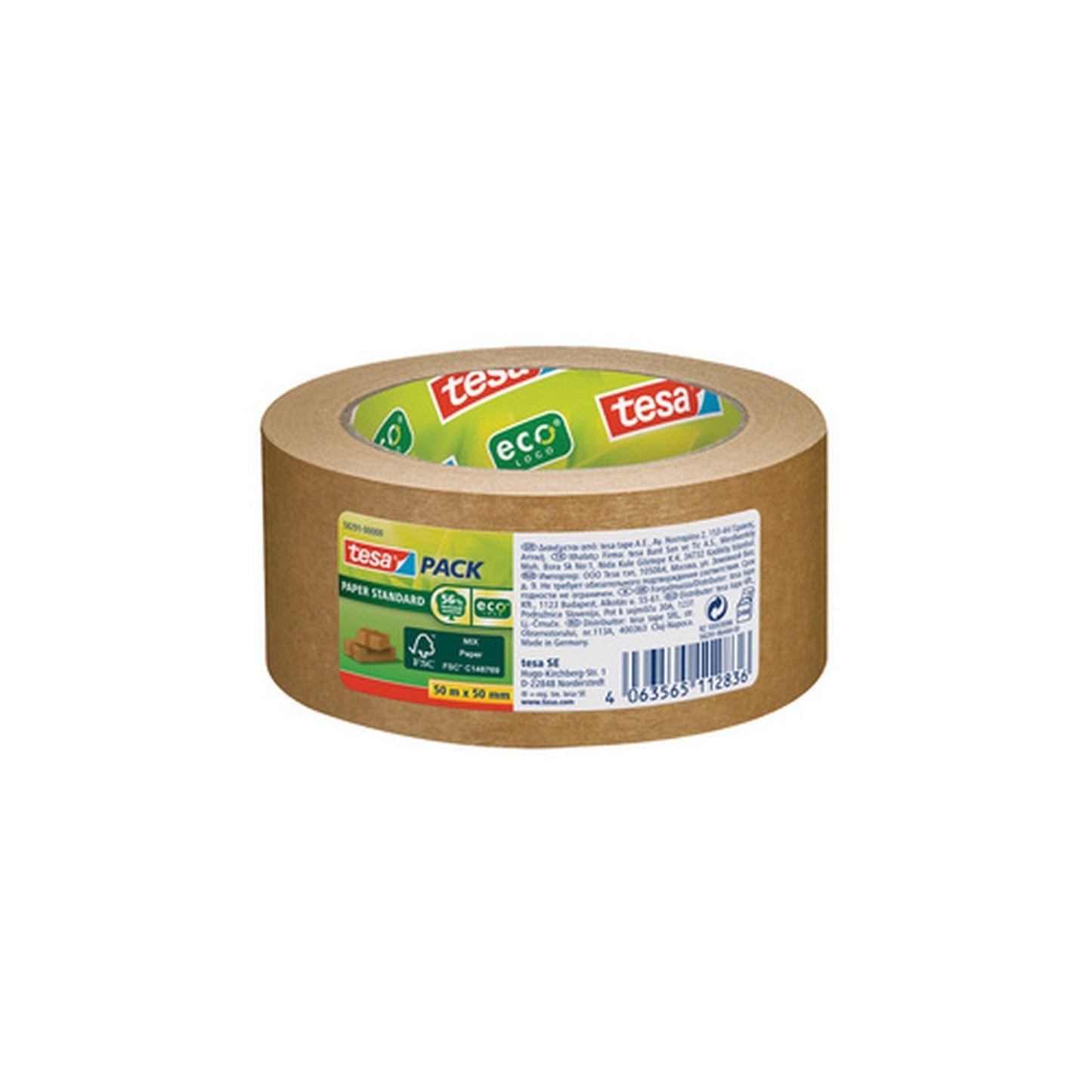 tesapack Ruban adhésif d'emballage PAPER ecoLogo, 38mm x 25m