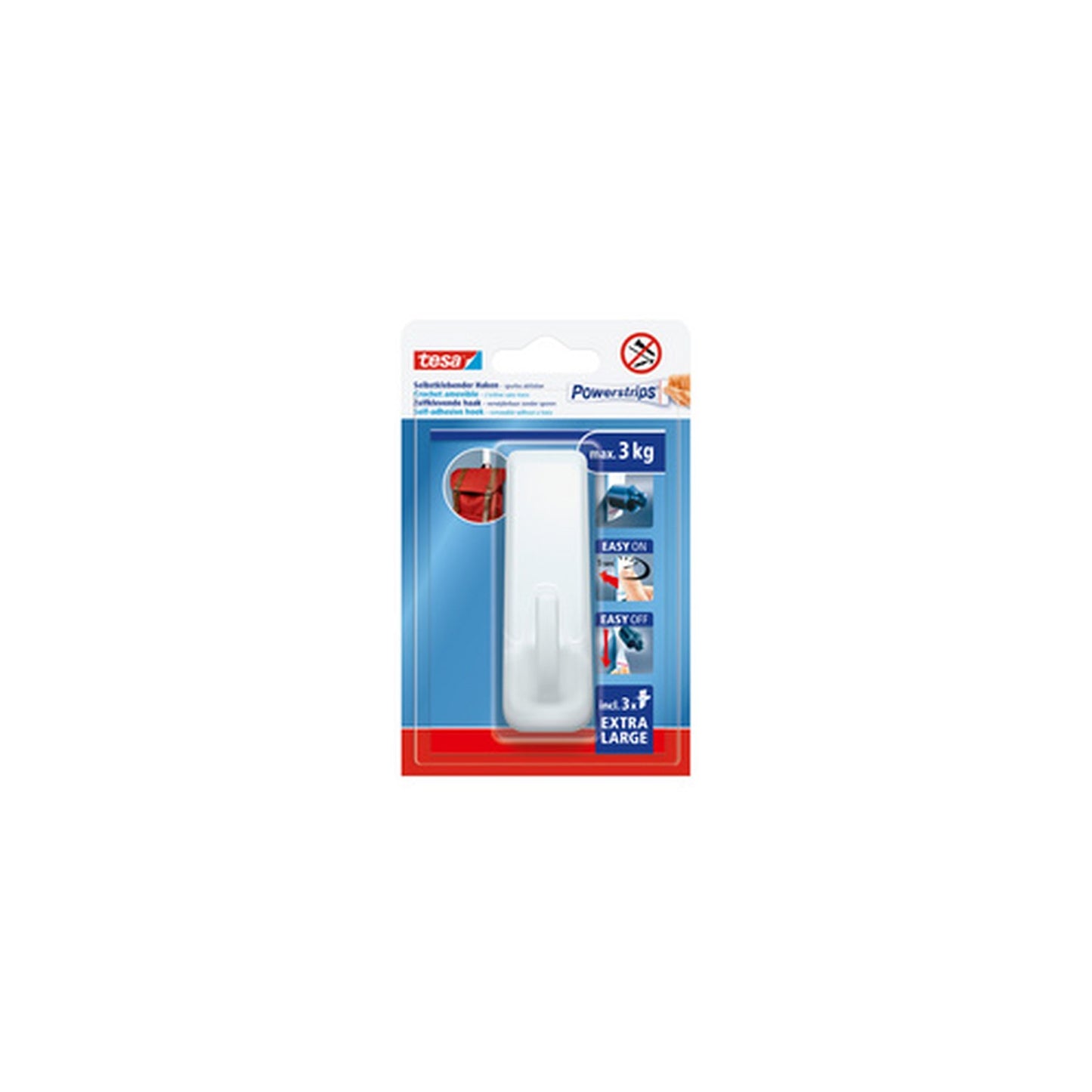 tesa Crochet Powerstrips EXTRA LARGE rectangulaire, blanc