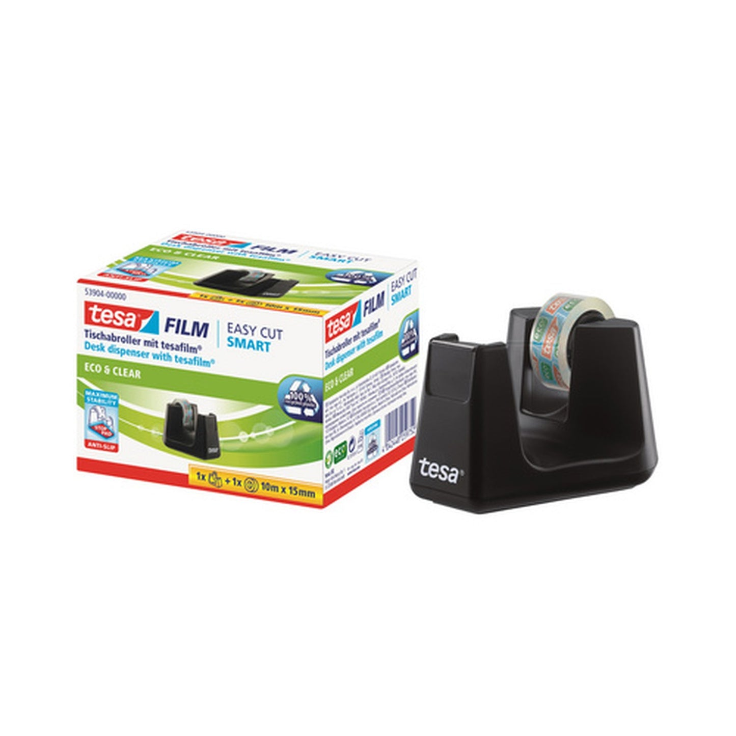 tesa Dévidoir de bureau Smart ecoLogo, équipé, noir