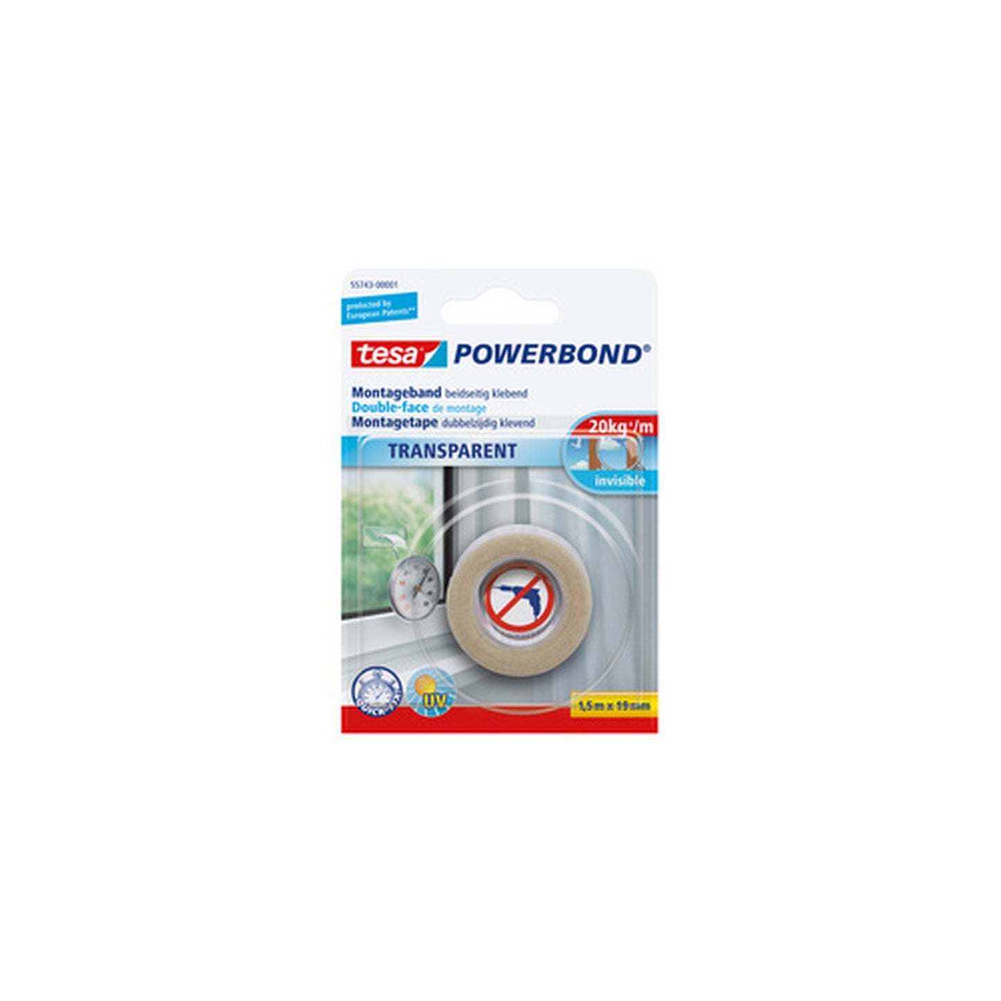 tesa Adhésif double face de montage Powerbond, transparent