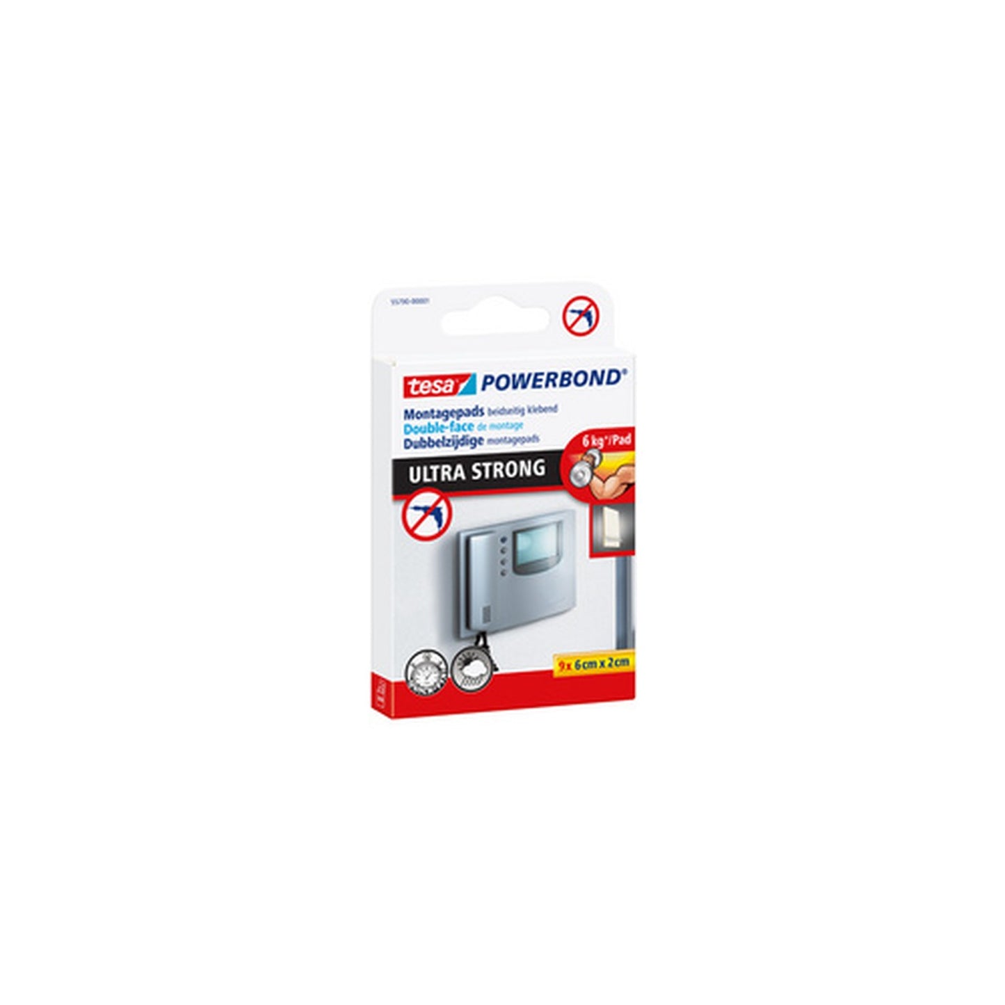 tesa Pastilles adhésives Powerbond double face, 20 x 60 mm