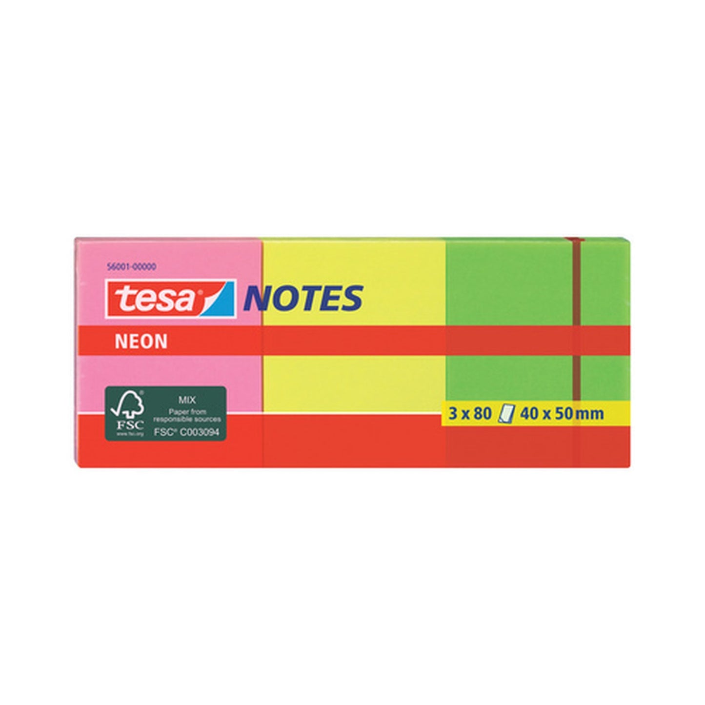 tesa Bloc de notes adhésives couleurs néon, 40 x 50 mm
