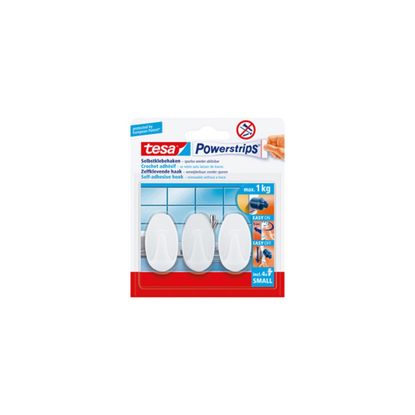 tesa Powerstrips Crochet adhésif SMALL, ovale, blanc